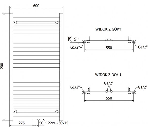 Mexen Hades, elektrické vykurovacie teleso 1200 x 600 mm, 600 W, antracitová, W104-1200-600-2900-66