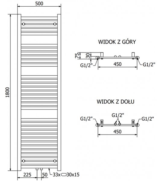 Mexen Hades, elektrické vykurovacie teleso 1800 x 500 mm, 900 W, biela, W104-1800-500-2900-20