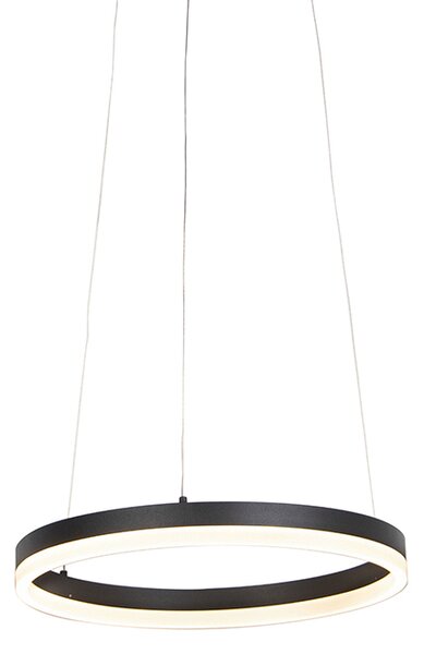 Dizajnové krúžkové závesné svietidlo čierne 40 cm vrátane LED a stmievača - Anello