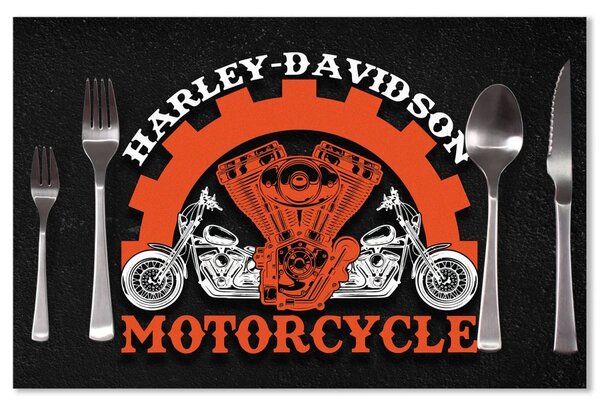 Sablio Prestieranie Harley-Davidson motor Čierne pozadie: 40x30cm