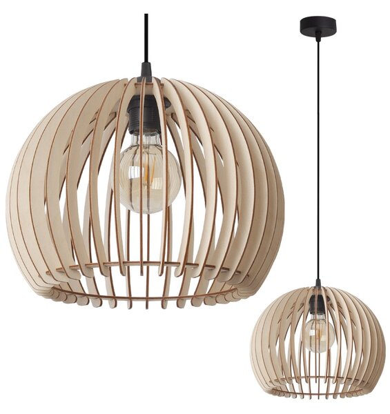 Závesné svietidlo Timber 6, 1x drevené tienidlo, (fi 32 cm)