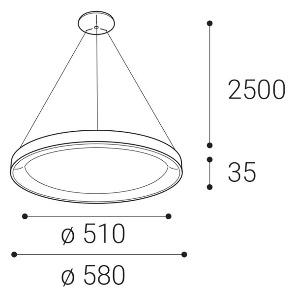 LED2 3273253 BELLA SLIM závesné svietidlo LED D580mm 48W/3360lm 3000-4000K čierna