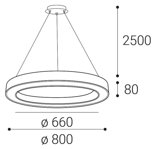 LED2 3273951DT SATURN SLIM závesné svietidlo LED D800mm 60W/4700lm 3000-4000K TRIAC biela