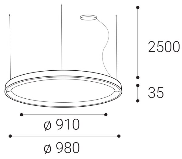LED2 3273351DT BELLA SLIM závesné svietidlo LED D980mm 80W/5600lm 3000-4000K TRIAC biela