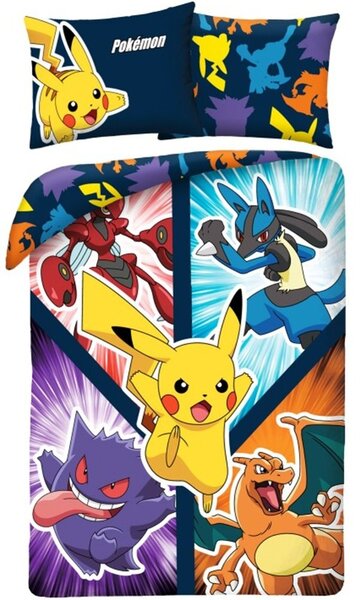 Bavlnené posteľné obliečky Pokémon Pikachu a priatelia - 70 x 90 cm + 140 x 200 cm - 100% bavlna