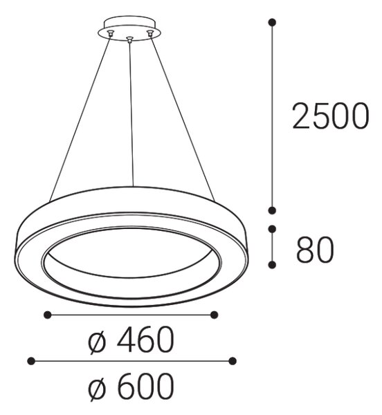 LED2 3273851DT SATURN SLIM závesné svietidlo LED D600mm 50W/3700lm 3000-4000K TRIAC biela