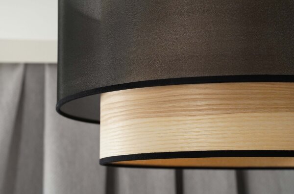 Duolla - Prisadený luster WOOD BOHO 1xE27/15W/230V pr. 45 cm čierna/béžová