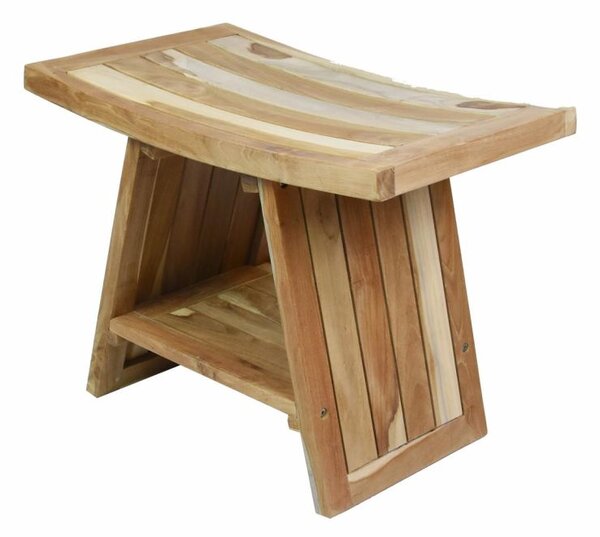 Stolička DIVERO, masívny ošetrený teak, 60 x 35 x 45 cm