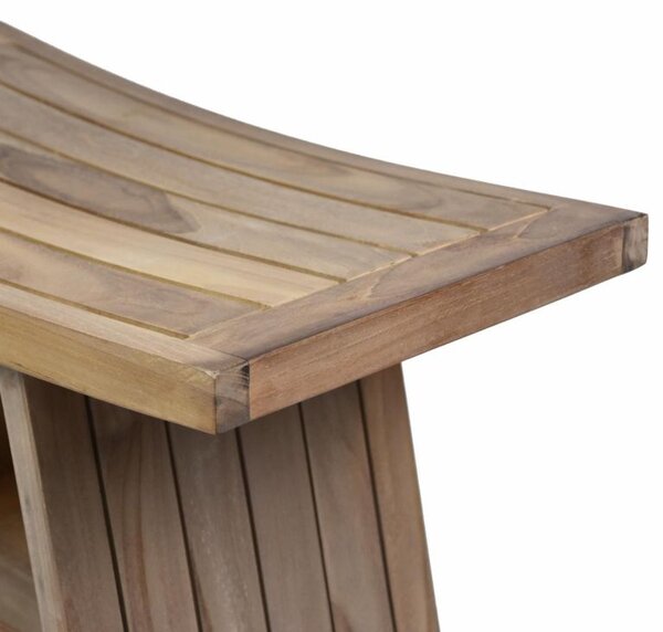 Stolička DIVERO, masívny ošetrený teak, 60 x 35 x 45 cm