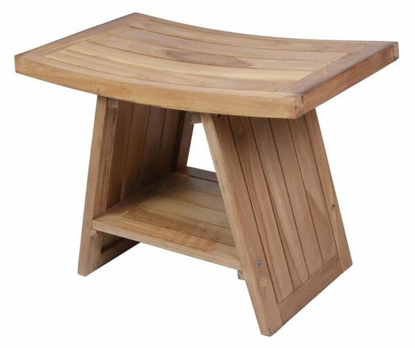Stolička DIVERO, masívny ošetrený teak, 60 x 35 x 45 cm
