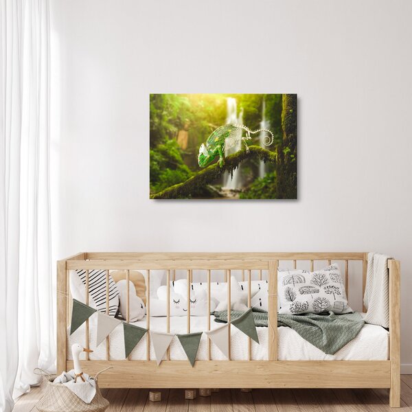 Sklenený obraz chameleóna (70x50 cm)