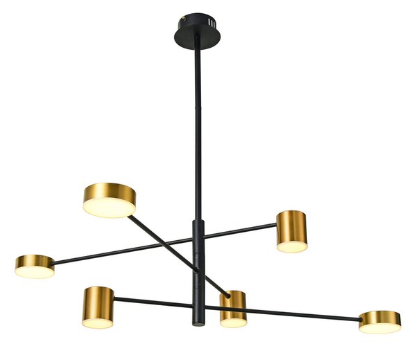 ITALUX PND-16374-6-BK-GD-3K Remdal závesné svietidlo LED 26,6W/2700lm 3000K čierna, zlatá