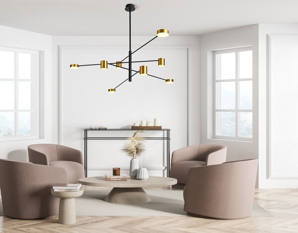 ITALUX PND-16374-8-BK-GD-3K Remdal závesné svietidlo LED 36W/2700lm 3000K čierna, zlatá