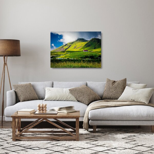 Sklenený obraz horskej krajiny (70x50 cm)