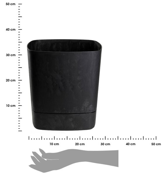 PLASTOVÝ KVETINÁČ CUBI 34X36,5 CM IMITÁCIA BETÓNU ČIERNA