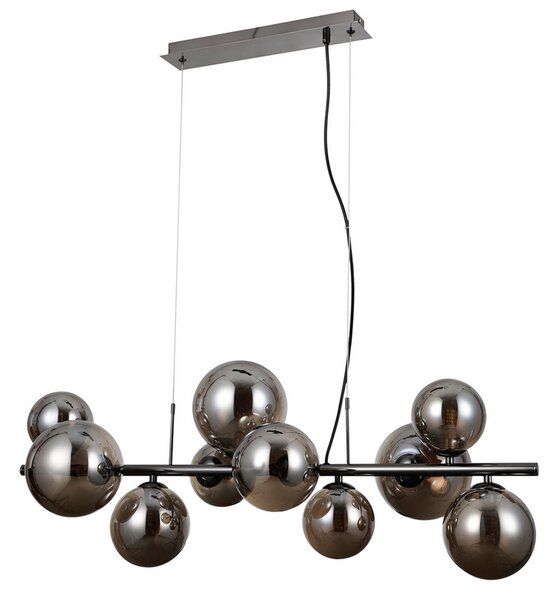 ITALUX PND-406007-10A-BCR Canello závesné svietidlo 10xG9 čierny chróm, dymová