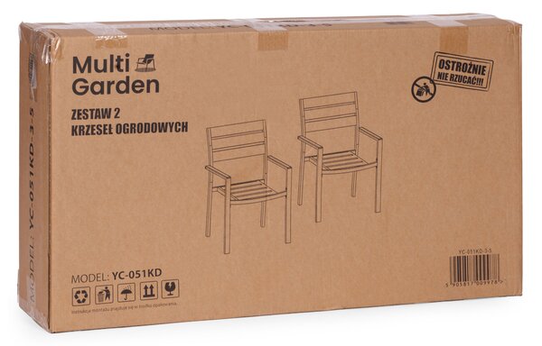 MultiGarden Sada 2 záhradných stoličiek HDPE oceľ - čierna MultiGarden