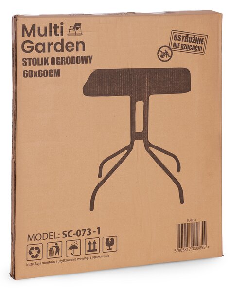 MultiGarden Záhradný stôl štvorcový 60 cm - z tvrdeného skla, čierny MultiGarden