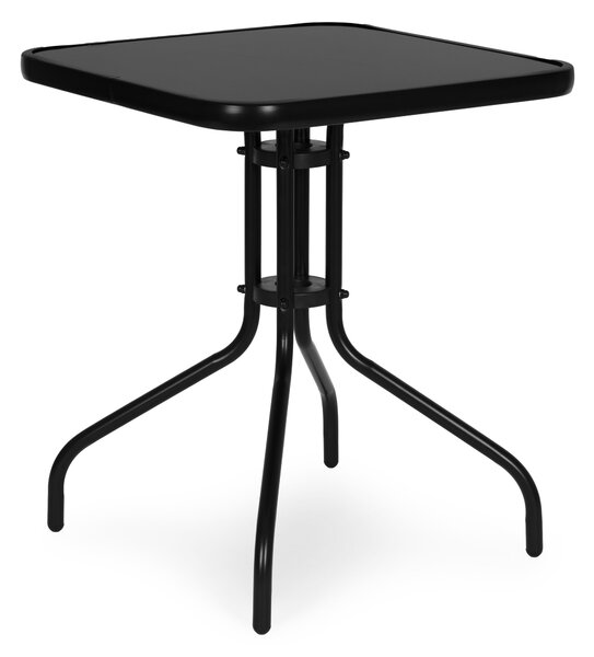 MultiGarden Záhradný stôl štvorcový 60 cm - z tvrdeného skla, čierny MultiGarden