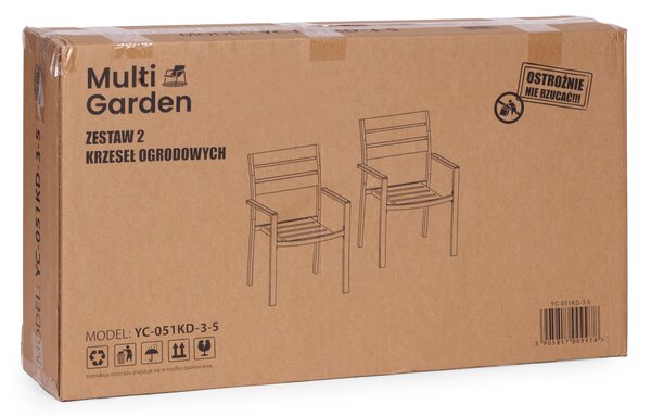 MultiGarden Sada 2 záhradných stoličiek HDPE oceľ - biela MultiGarden