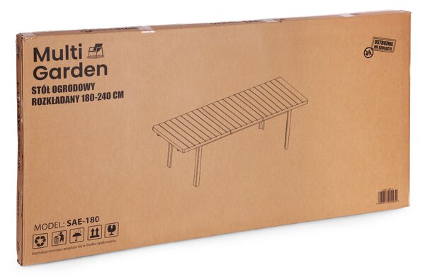 MultiGarden Skladací záhradný stôl 180-240 cm až pre 12 osôb HDPE oceľ čierna MultiGarden