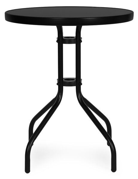 MultiGarden Záhradný stôl okrúhly 60 cm z tvrdeného skla - čierny MultiGarden