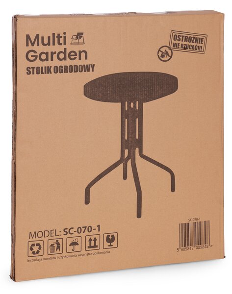 MultiGarden Záhradný stôl okrúhly 60 cm z tvrdeného skla - čierny MultiGarden