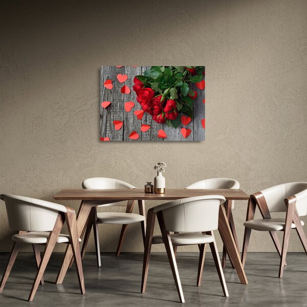 Sklenený obraz - kytica ruží (70x50 cm)