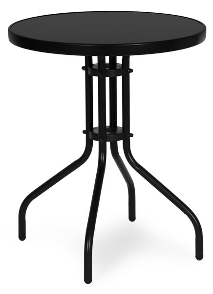 MultiGarden Záhradný stôl okrúhly 60 cm z tvrdeného skla - čierny MultiGarden