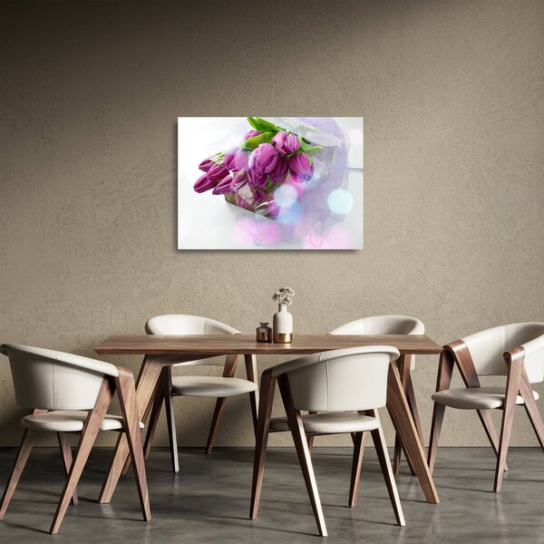 Sklenený obraz - kytice tulipánov (70x50 cm)
