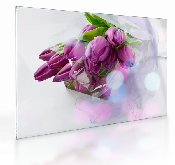 Sklenený obraz - kytice tulipánov (70x50 cm)