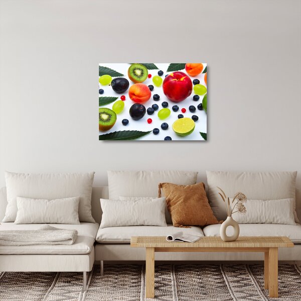 Sklenený obraz ovocia s kvapkami vody (70x50 cm)