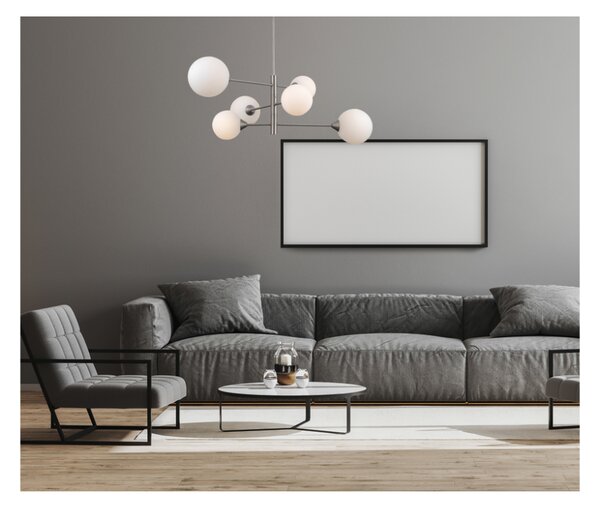 ITALUX PND-55342-6-SN Evora závesné svietidlo 6xG9 matný nikel, biela