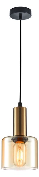 ITALUX PND-65342-1-BRO+AMB Santia závesné svietidlo 1xE27 D120mm čierna, medená, jantárová