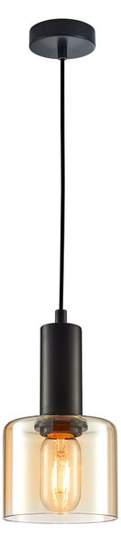 ITALUX PND-65342-1-BK+AMB Santia závesné svietidlo 1xE27 D120mm čierna, jantárová