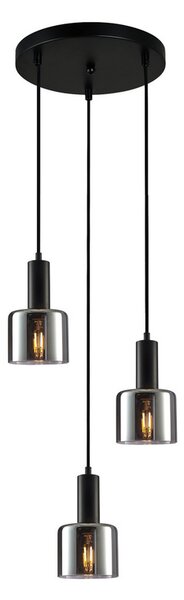 ITALUX PND-65342-3A-BK+SG Santia závesné svietidlo 3xE27 D320mm čierna, dymová