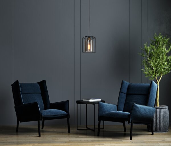 ITALUX PND-78901-1-BK+SG Kalula závesné svietidlo 1xE27 D180mm čierna, dymová