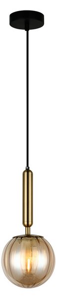 ITALUX PND-2324-1 BRO+AMB Ravena závesné svietidlo 1xE27 D150mm mosadz, jantárová