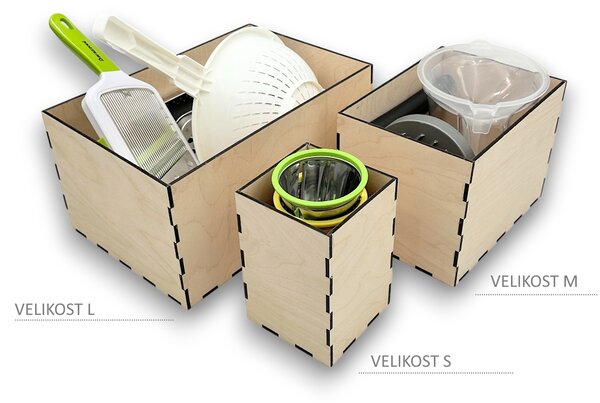 Usporadejto.cz Drevený organizér do vysokého šuplíka, VASKY - M (20 x 15 x 15 cm)