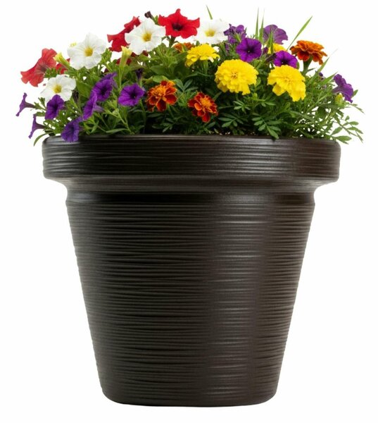 PLASTOVÝ KVETINÁČ SRTIA RIFLO 39X34 CM TMAVOHNEDÁ