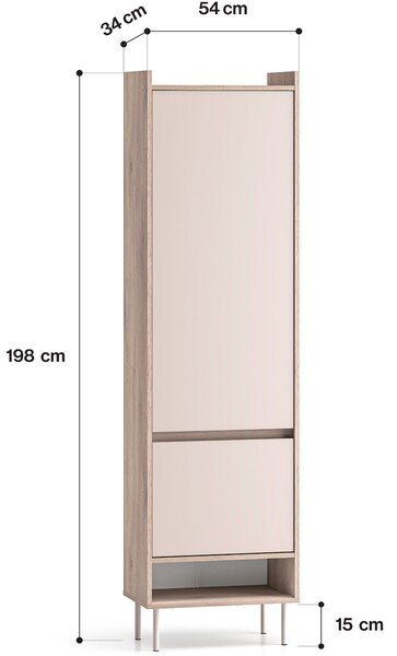 MEBLINE Predsieňová stena FLEUR 1 dub cremona terracotta / kašmír