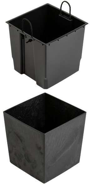 PLASTOVÝ KVETINÁČ FLORE 30,5X29,5X29,5 CM IMITÁCIA BETÓNU ČIERNA