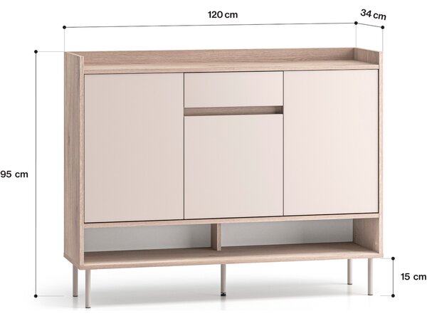 MEBLINE Komoda FLEUR 02 dub cremona terracotta / kašmír