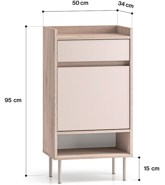 MEBLINE Predsieňová stena FLEUR 1 dub cremona terracotta / kašmír