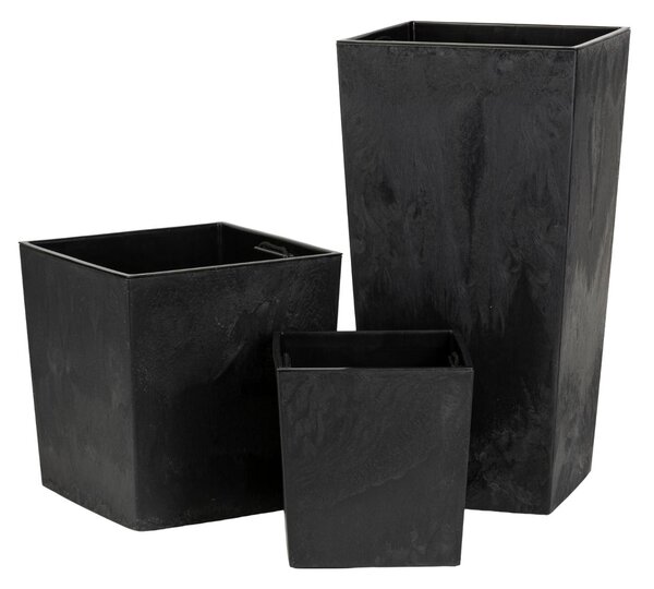 PLASTOVÝ KVETINÁČ PORTO 75X39,5X39,5 CM IMITÁCIA BETÓNU ČIERNA