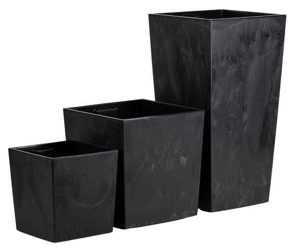 PLASTOVÝ KVETINÁČ PORTO 75X39,5X39,5 CM IMITÁCIA BETÓNU ČIERNA