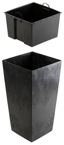 PLASTOVÝ KVETINÁČ PORTO 75X39,5X39,5 CM IMITÁCIA BETÓNU ČIERNA