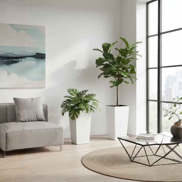 PLASTOVÝ KVETINÁČ PORTO RIFLO 75X39,5X39,5 CM BIELA