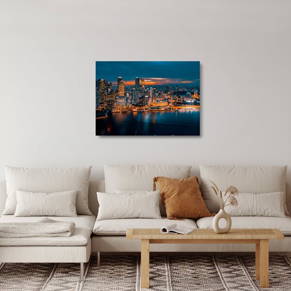 Sklenený obraz nočného mesta (70x50 cm)