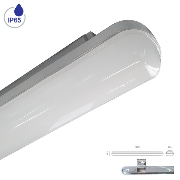 EMITHOR 31602 ELMINA technické podhľadové svietidlo LED 1202mm 36W/2850lm 4000K IP65 šedá, opál
